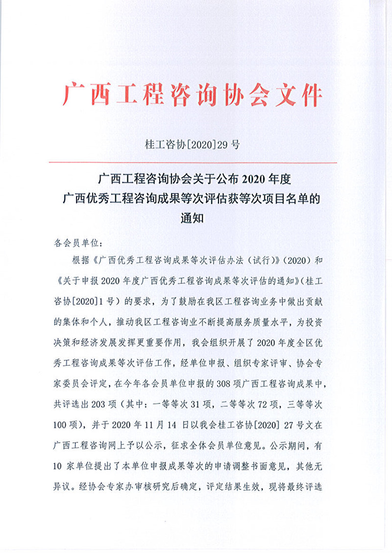 喜报！mile米乐集团有限公司6项成果荣获广西优秀工程咨询成果奖